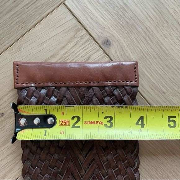 Woven brown leather belt with hooks | S - XS - Picture 4 of 8
